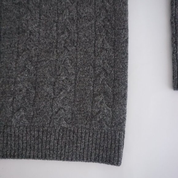 Abercrombie & Fitch Gray Cable Knit Sweater Wool Blend Classic Old Money XL - Picture 5 of 9